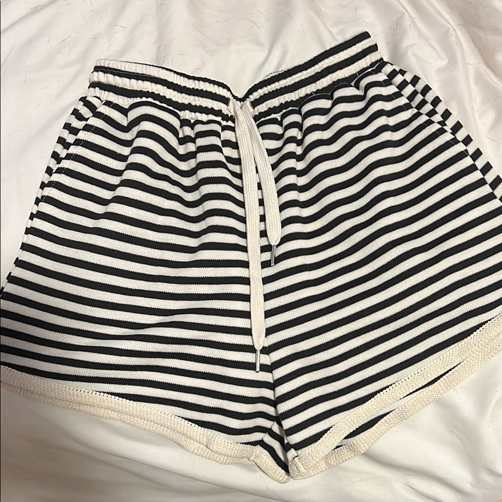 Striped Black and White Women's lounge Shorts